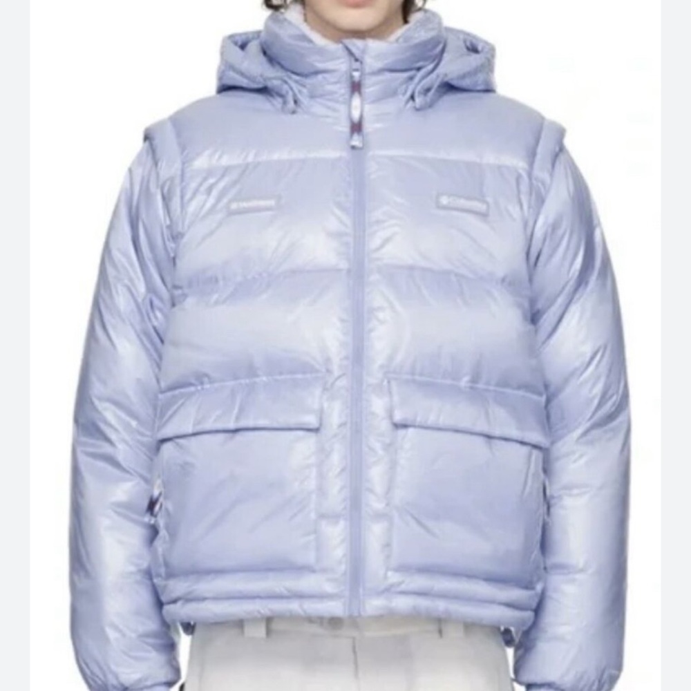 Mad happy x Columbia light blue puffer
